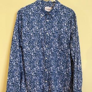 Goodfellow Men’s Blue/White Floral Print Slim Fit Button-Down Shirt